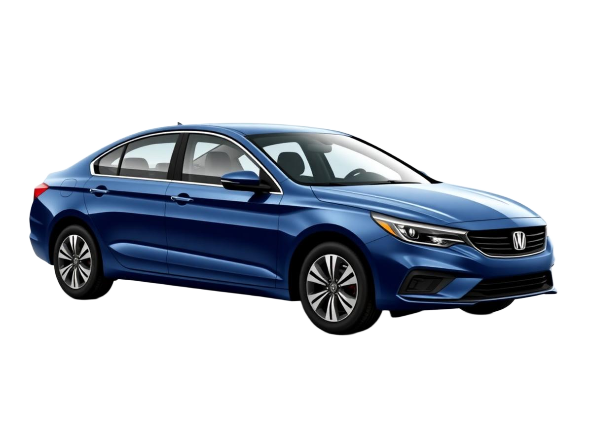 Blue sedan available for weekly rental